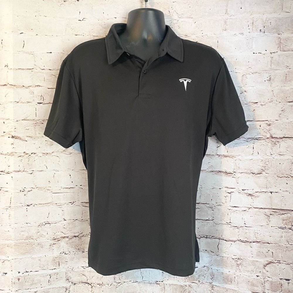 Tesla Black Polo Collared Short Sleeve Shirt Embroidered Official Men’s Size XL